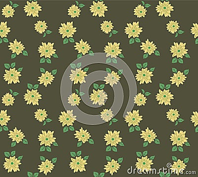 Japanese Yellow Star Flower Leaf Vector Seamless Pattern Vector Illustration