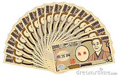 Japanese yen 10000-yen bill Vector Illustration