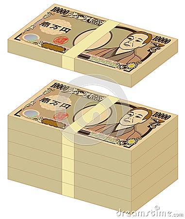 Japanese yen 10000-yen bills Vector Illustration