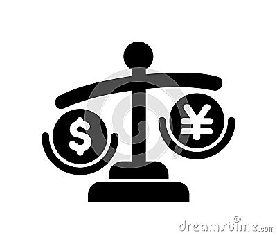 Japanese yen depreciation against US dollar vector icon illustration Vector Illustration