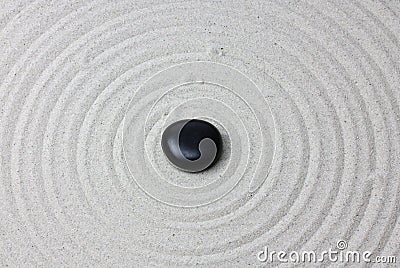 Japanese zen garden meditation stone.. Stock Photo