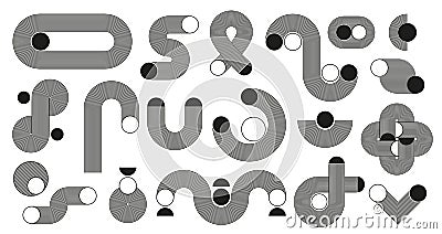 Japanese zen patterns. Minimalist geometric striped line art pattern, balance shape, curve wave, loop and arch figures Vector Illustration