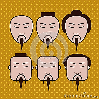 Japaneses faces Vector Illustration