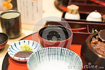 Japaness style food set on table Stock Photo