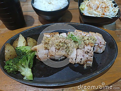 Japanesse pork steak Stock Photo