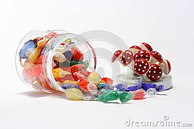 Jar of candy with decorative lid Stock Photo