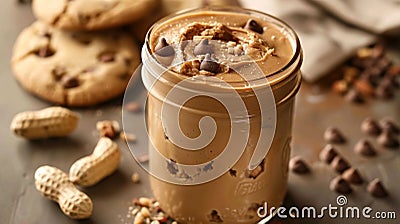 A jar of creamy peanut butter the key to creating a variety of delectable treats from cookies to cakes to bars Stock Photo