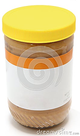 Jar of Crunchy Peanut Butter Stock Photo