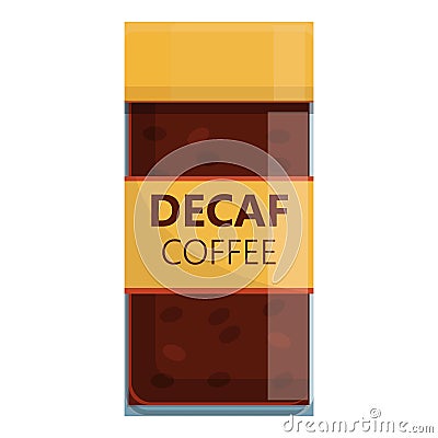 Jar decaf coffee icon, cartoon style Vector Illustration