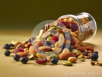 Jar full of nuts and dried fruit Stock Photo