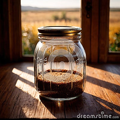 Jar glass container with sealed cover for storage Stock Photo