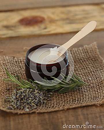 Jar of Herbal Beauty Salve Stock Photo