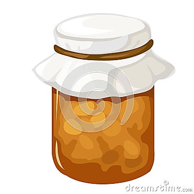 Jar of homemade jam or marmalade. Vector dessert Vector Illustration