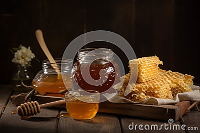 Jar honey food. Generate Ai Stock Photo