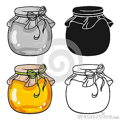 Jar of honey icon in cartoon style isolated on white background. Apairy symbol stock vector illustration Vector Illustration
