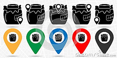 Jar of jam icon in location set. Simple glyph, flat illustration element of autumn theme icons Cartoon Illustration