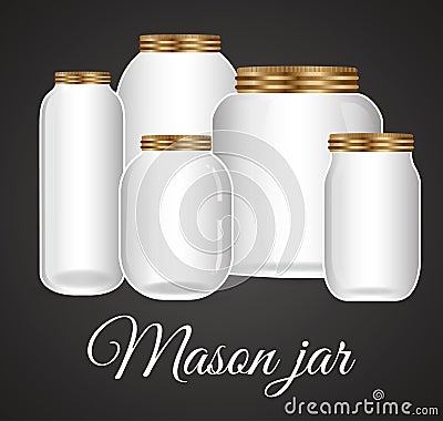 Jar mason fashion glass Vector Illustration