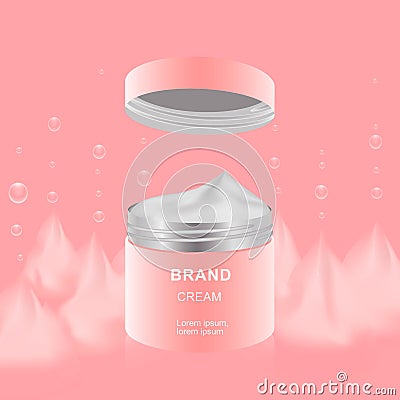 Jar of moisturizer for women. Template for advertising your product. Vector Illustration