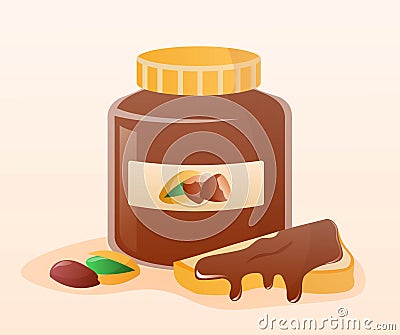Jar of nut paste Vector Illustration