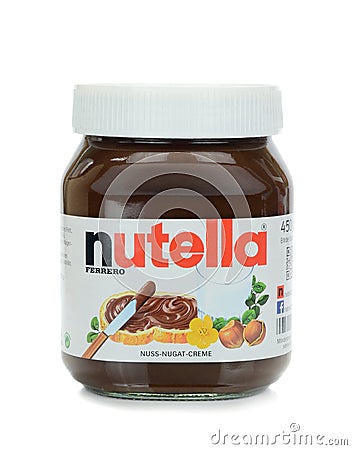 A jar of Nutella chocolate spread Editorial Stock Photo