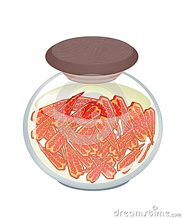 Jar of Pickled Orange Sweet Peppers with Malt Vinegar Vector Illustration
