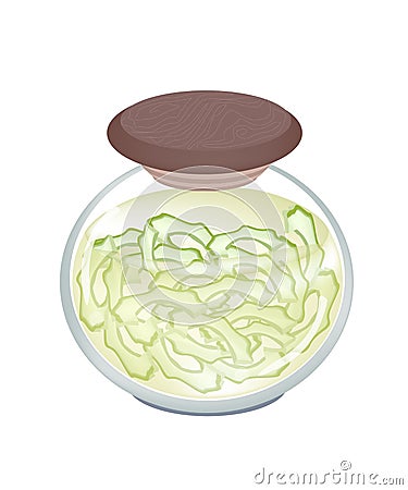 A Jar of Pickled Slice Bitter Melon Vector Illustration