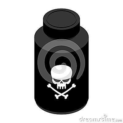 Jar with poison. Black Container for poisoning. Medical Pharmaceutical Illustration Vector Illustration