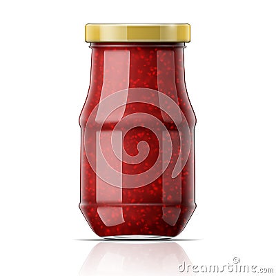 Jar with raspberry jam Vector Illustration