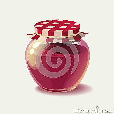 jar with raspberry jam. Vector Illustration