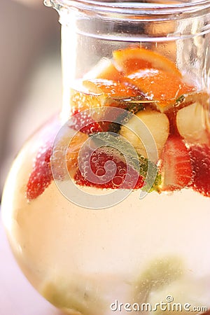 A jar of refreshing white sangria Stock Photo