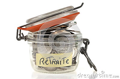 Jar with savings for retirement Stock Photo