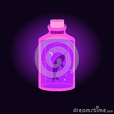 Jar with stars and violet whale Vector Illustration