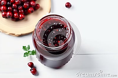 Jar wild berry jam. Generate Ai Stock Photo