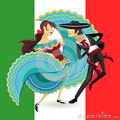 Jarabe Mexico National Dance Mexican Hat Dance Vector Illustration