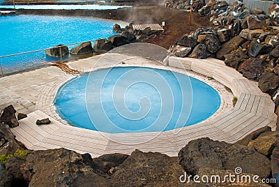 Jardbodin Swimming pool, Iceland. Stock Photo