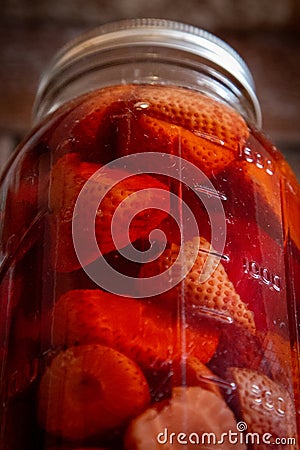 Jarred fermented strawberries Stock Photo