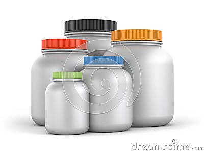 Jars with colored lids Cartoon Illustration