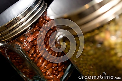 Jars full of beans Stock Photo