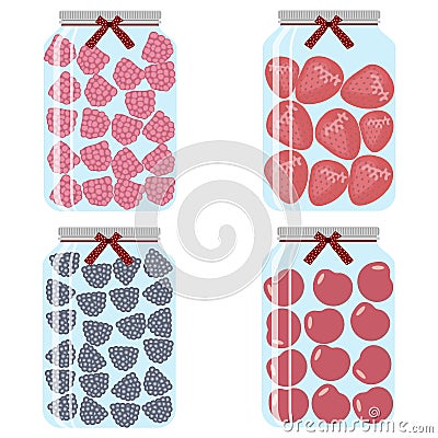 Jars with jam Cartoon Illustration