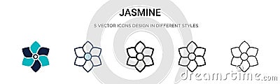 Jasmine icon in filled, thin line, outline and stroke style. Vector illustration of two colored and black jasmine vector icons Vector Illustration