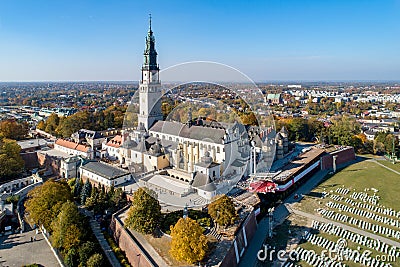 Jasna Gora monastery in Czestochowa, Poland. Aerial view Stock Photo