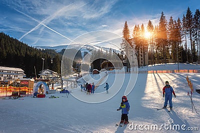 Jasna, Slovakia - January 18, 2019: Jasna ski resort in Low Tatras, Slovakia Slovensko Editorial Stock Photo