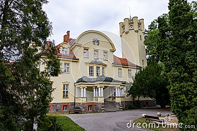 Jastrzebie, kujawsko pomorskie / Poland - 10 July 2019: Renovated historic palace in a small town. A great place for issuing Editorial Stock Photo