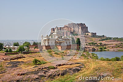 Jaswant Thada Mausoleum and Majestic Mehrangarh Fort located in Jodhpur, Rajasthan,India. Stock Photo