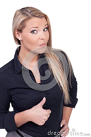 Jaunty woman giving a thumbs up Stock Photo