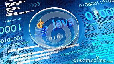 Java coding language sign. Device, programming, developing concept. Editorial Stock Photo
