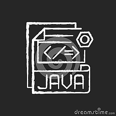 JAVA file chalk white icon on black background Vector Illustration