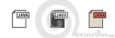 JAVA file different style icon set Vector Illustration