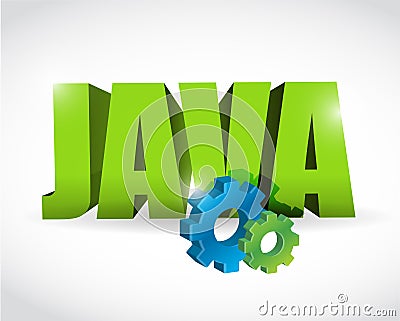 Java gear text sign illustration design Cartoon Illustration