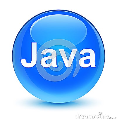 Java glassy cyan blue round button Cartoon Illustration